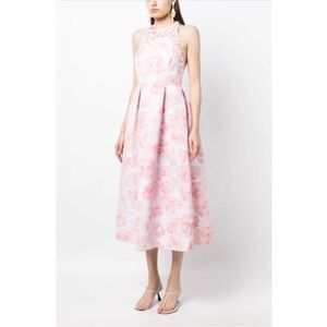 NWT SACHIN + BABI Carissa Blush Pink Midi Gown Watercolor $750